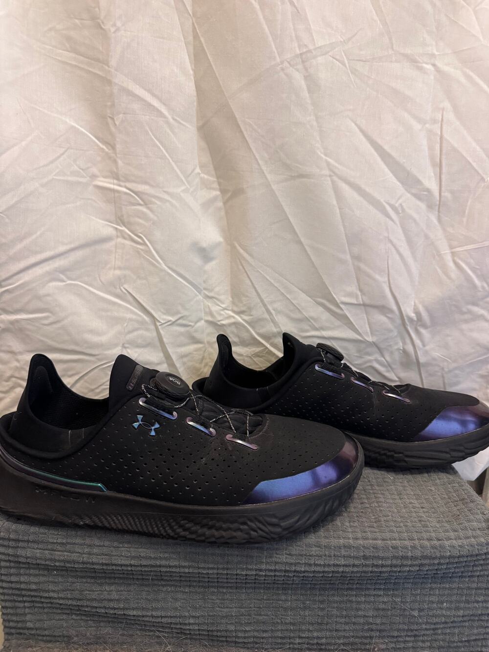 Under Armour Spin Speed Mens 9 Black Slip On Training Shoes Athletic Sneakers